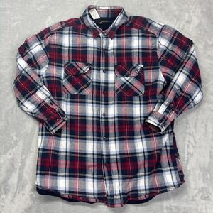 Stanley Flannel Shacket Mens XXL Multi Plaid Fleece Lined Collared Button Up